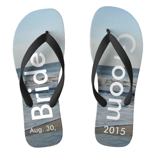 Personalized Wedding Beach Sand Flip Flops (Footbed)