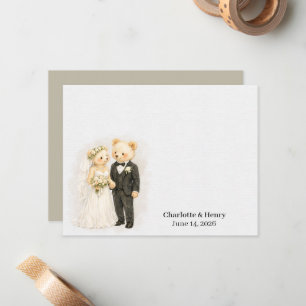Personalized Wedding Bear Couple Note Card