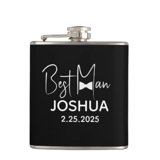 Personalized Wedding Best Man Modern Black Flask