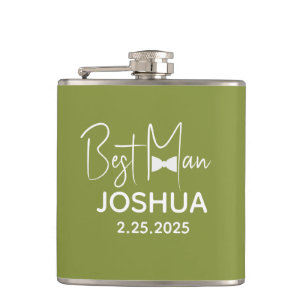 Personalized Wedding Best Man Modern Green Flask