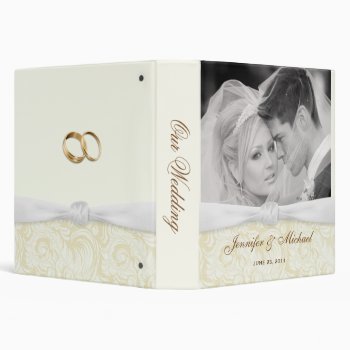 Personalized Wedding Binder - Ivory & Gold Damask by SquirrelHugger at Zazzle