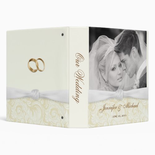 Personalized Wedding Binder _ Ivory  Gold Damask