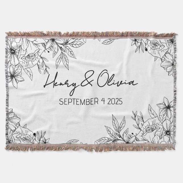 Personalized Wedding Blanket with Names & Date (Front)
