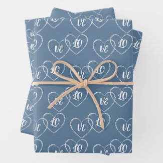 Personalized Wedding Blue & White Heart Charms