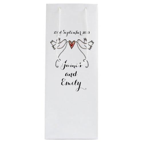 Personalized Wedding Bottle Bag White Doves