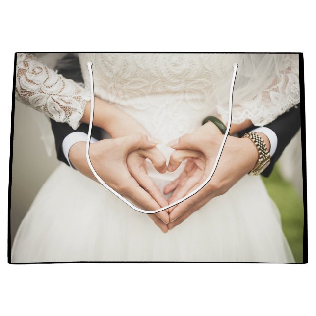 Personalized Wedding Bridal Engagement Photo Large Gift Bag (Front)