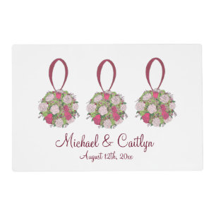 Personalized Wedding Bridal Shower Floral Bouquet Placemat