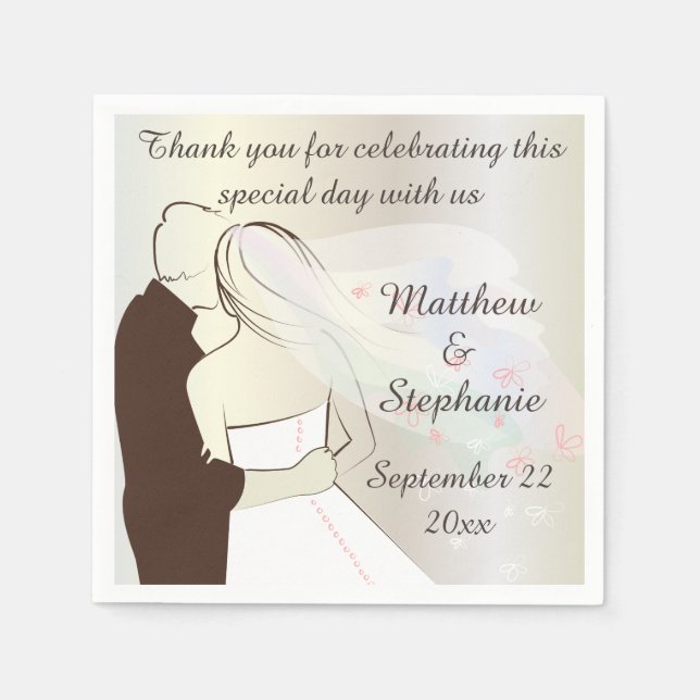 Personalized Wedding Bride and Groom Napkins (Front)
