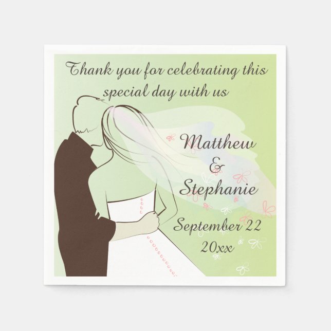 Personalized Wedding Bride and Groom Paper Napkins (Front)
