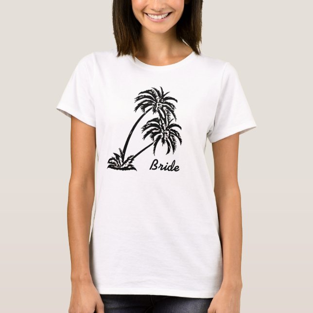 Personalized Wedding Bride's Gift Palm Trees T-Shirt (Front)