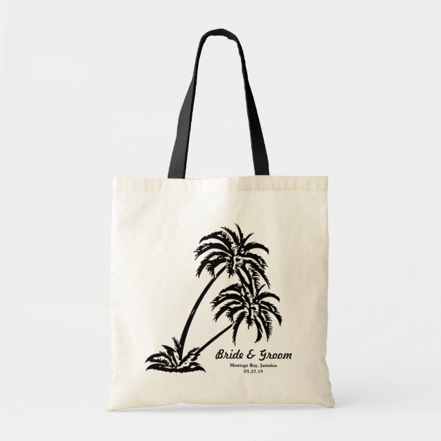 Personalized Wedding Bride's Gift Palm Trees Tote Bag (Front)