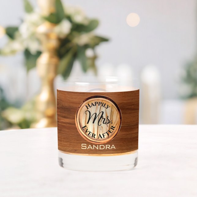 Personalized Wedding Brides MRS Wood Tone Whiskey Glass (Insitu (Wedding))