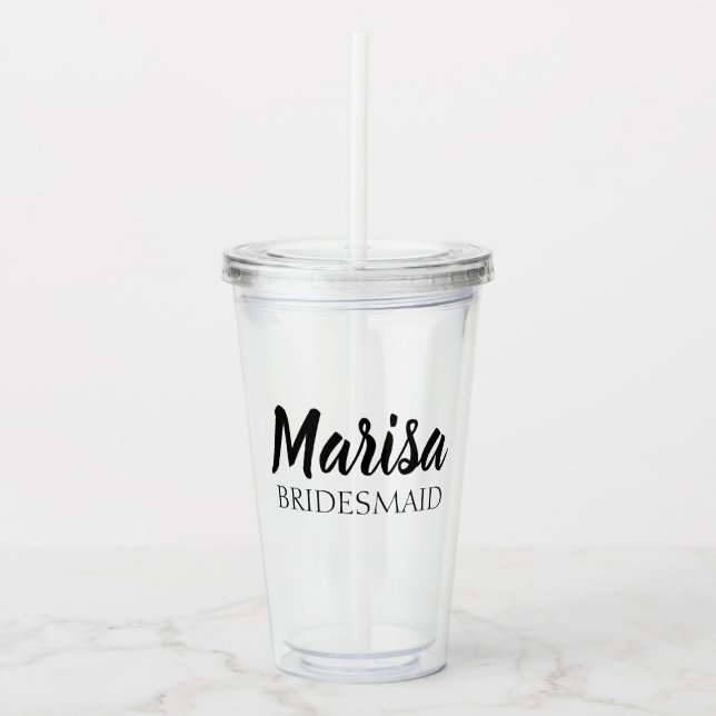 Personalized Wedding Bridesmaid / Maid of Honor Acrylic Tumbler (Front)