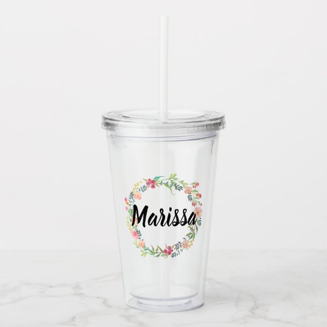 Personalized Wedding Bridesmaid / Maid of Honor Acrylic Tumbler (Front)