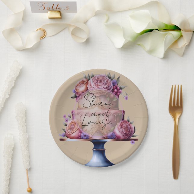 Personalized Wedding Brown Paper Plates (Wedding)