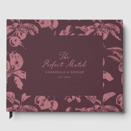 Personalized Wedding Burgundy Vintage Floral Fruit Guest Book