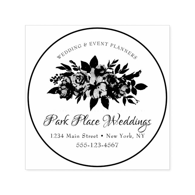 Personalized Wedding Business Logo Floral Bouquet Self-inking Stamp (Design)