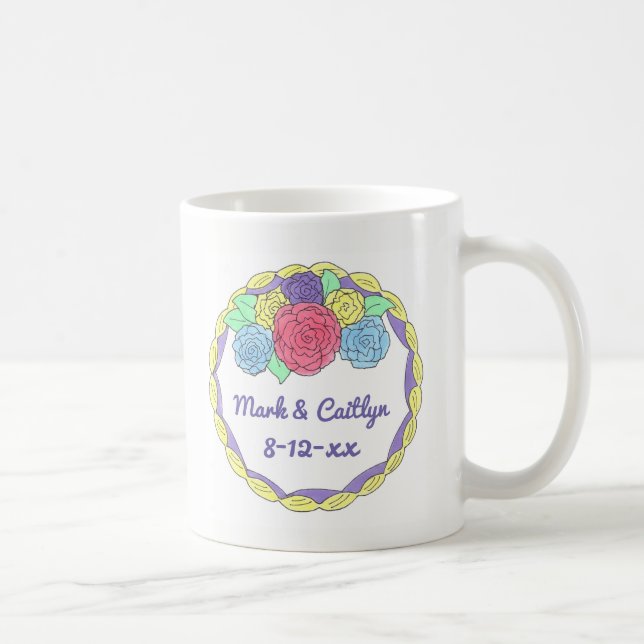Personalized Wedding Cake Anniversary Engagement Coffee Mug (Right)