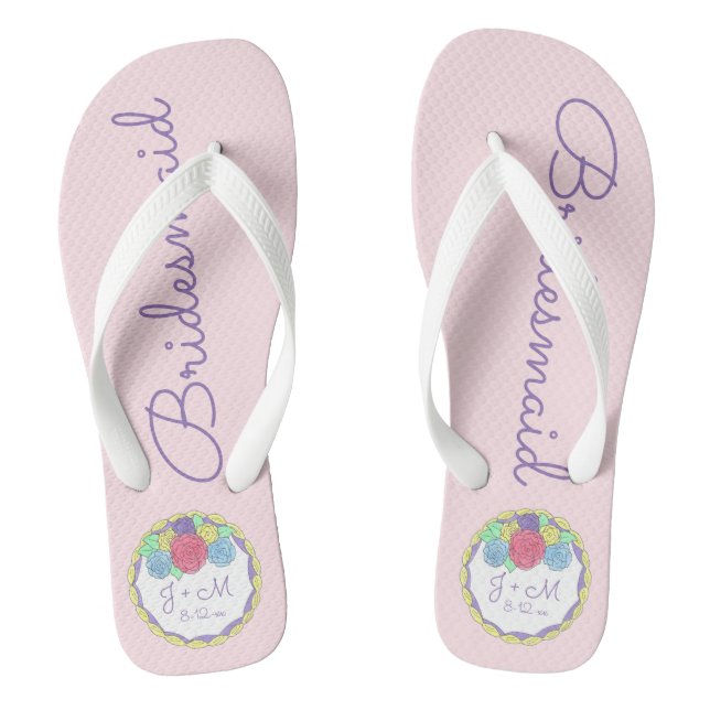 Personalized Wedding Cake Bridesmaid Flip Flops (Footbed)