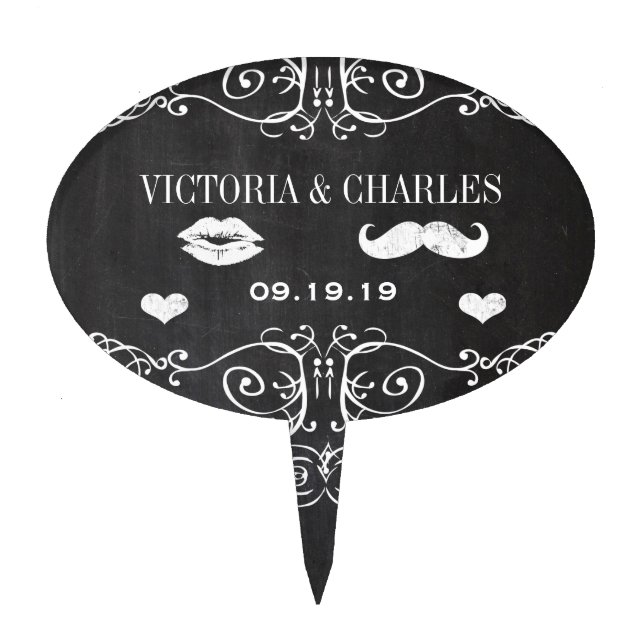 Personalized Wedding Cake Chalkboard Topper (Front)