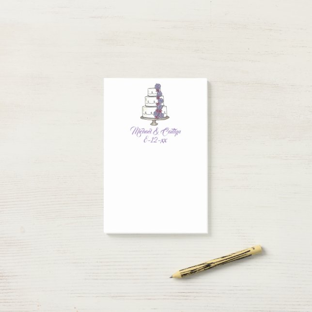 Personalized Wedding Cake Date Names Post Its Post-it Notes (On Desk)