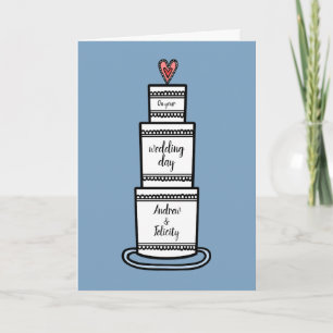 Personalized Wedding Cake Heart Wedding Card