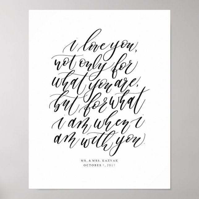 Personalized Wedding Calligraphy Love Quote Sign (Front)