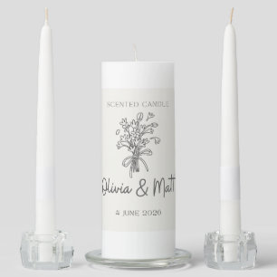 Personalized Wedding Candle – Hand‑Drawn Floral Bo