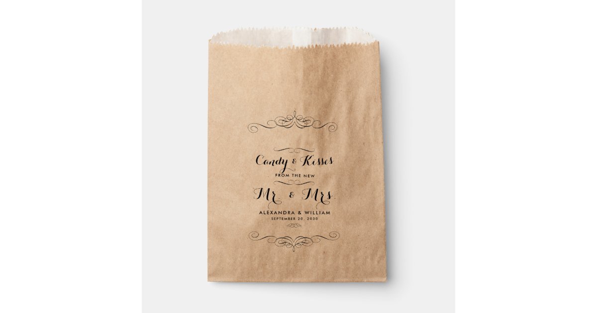 Personalized Wedding Candy Bar Buffet Or Popcorn Favor Bag Zazzle Com