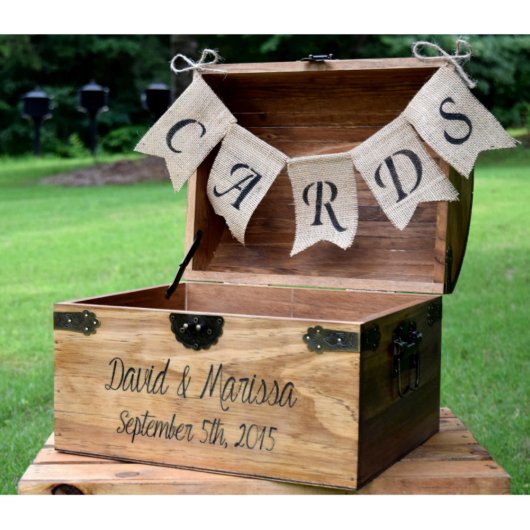 Personalized Wedding Card Box w/Burlap Banner (3/4)