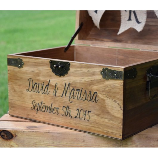 Personalized Wedding Card Box w/Burlap Banner (Personalization)