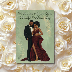 Personalized Wedding Card   Elegant African Americ