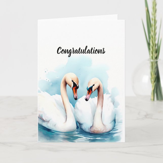 Personalized wedding card with swans (Front)