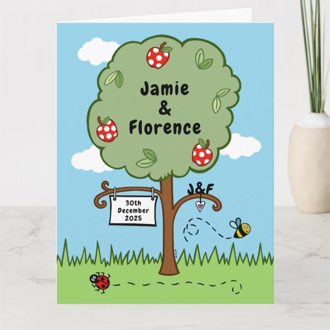 Personalized Wedding Celebration Tree  Card (Front)