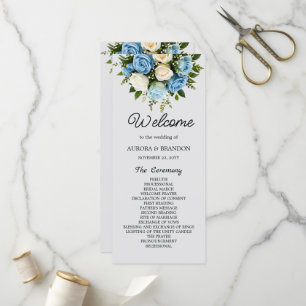 Personalized Wedding Ceremony Booklet with Roses Program