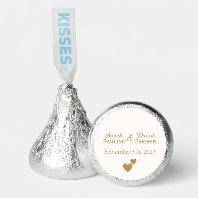 Personalized Wedding Chocolate Favor Golden Hearts (Front)