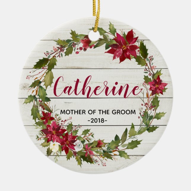 Personalized Wedding Christmas Ornament for Mother (Front)