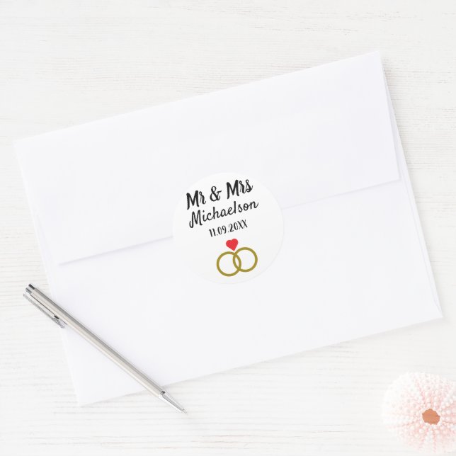 Personalized Wedding Classic Round Sticker (Envelope)