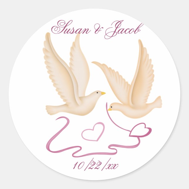 Personalized Wedding Classic Round Sticker (Front)