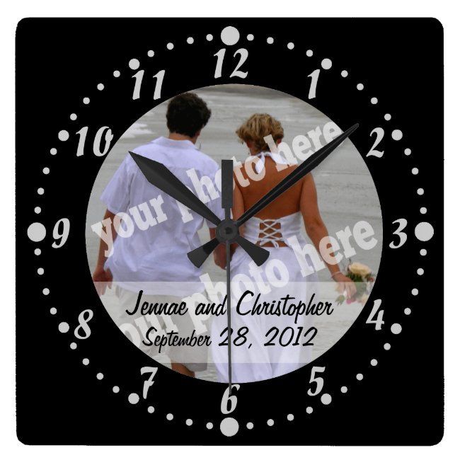 Personalized Wedding Clock Black Custom Photo