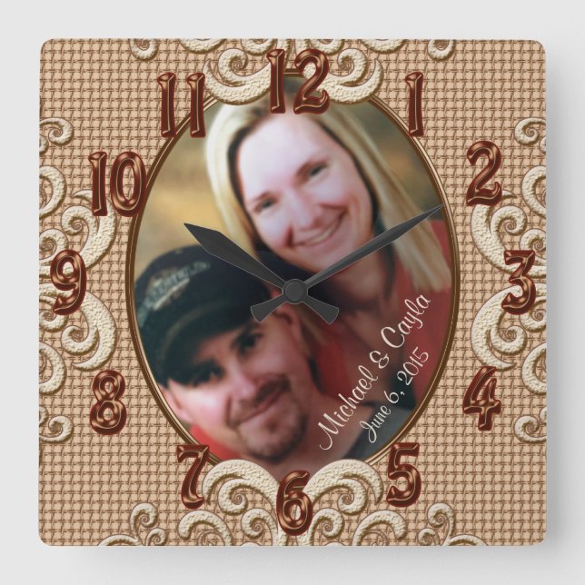 Personalized Wedding Clock PHOTO, Names, Date (Front)