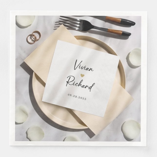 Personalized Wedding Cocktail Napkins | Custom Wed (Front)