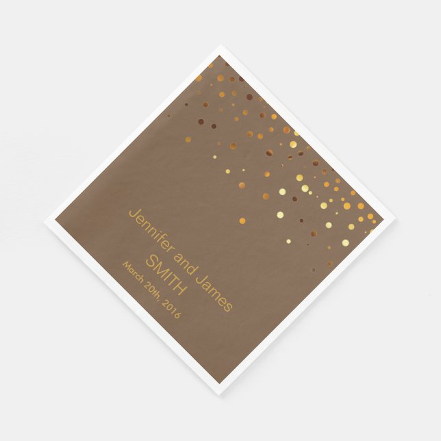 Personalized Wedding Confetti Gold Glitter Paper Napkins (Corner)