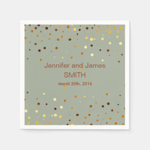 Personalized Wedding Confetti Spots Gold Glitter Paper Napkins
