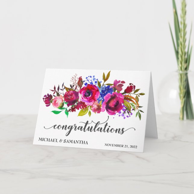 Personalized Wedding Congratulations Boho Brights Card (Front)