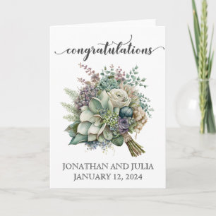 Personalized Wedding Congratulations Flowers Card