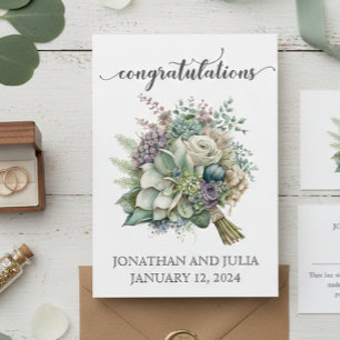 Personalized Wedding Congratulations Flowers Card