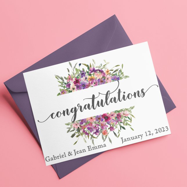 Personalized Wedding Congratulations Flowers Card (Creator Uploaded)