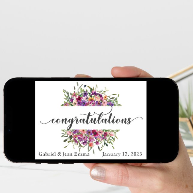 Personalized Wedding Congratulations Flowers Card (Front Digital)