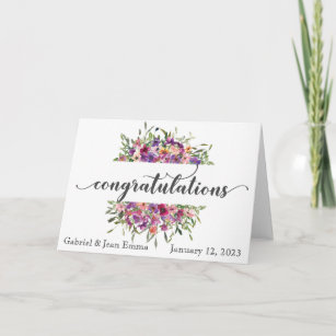 Personalized Wedding Congratulations Flowers Card